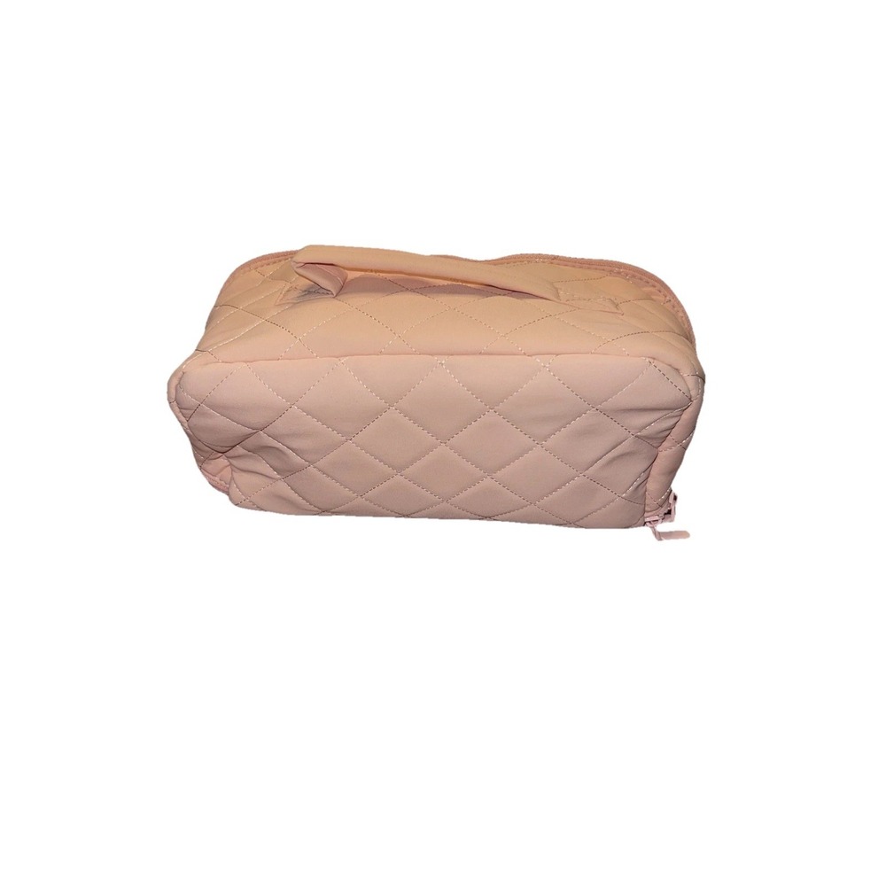 NIB Blush Pink Quilted Makeup Bag Large Travel Cosmetic Case Toiletry Organizer